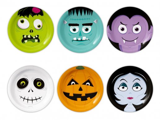 Halloween monsters small paper plates 6pcs