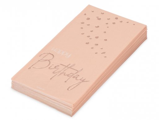 Happy Birthday elegant blush μακρόστενες χαρτοπετσέτες 10τμχ