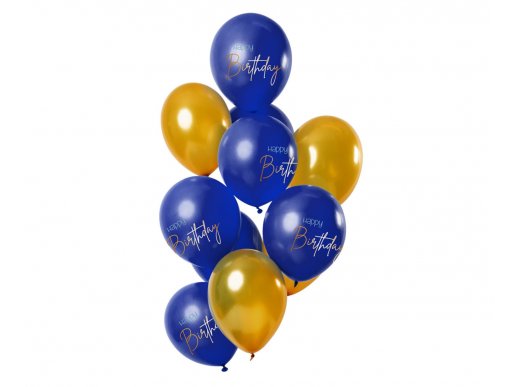 Happy Birthday elegant true blue latex balloons 12pcs