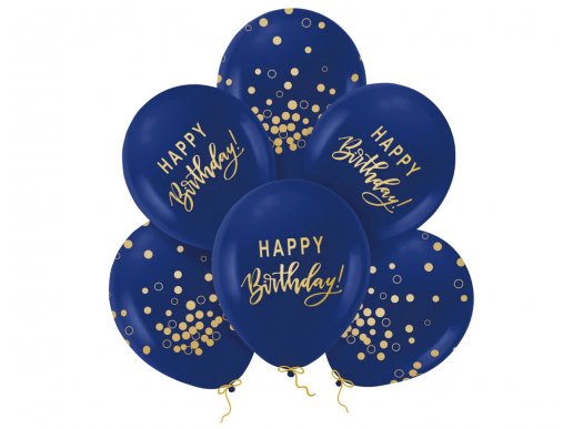 Happy Birthday λάτεξ μπαλόνια σε ναυτικό μπλε χρώμα με χρυσό τύπωμα για πάρτυ γενεθλίων