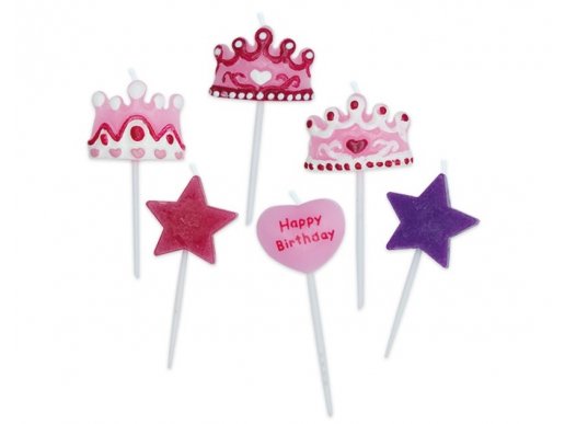 Happy Birthday princess cake candles 6pcs
