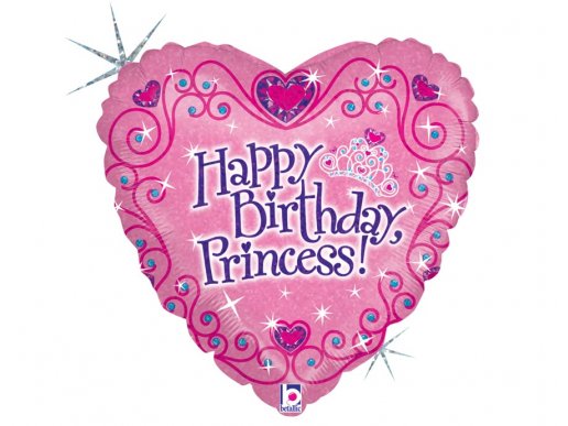 Happy Birthday Princess heart foil balloon 45cm