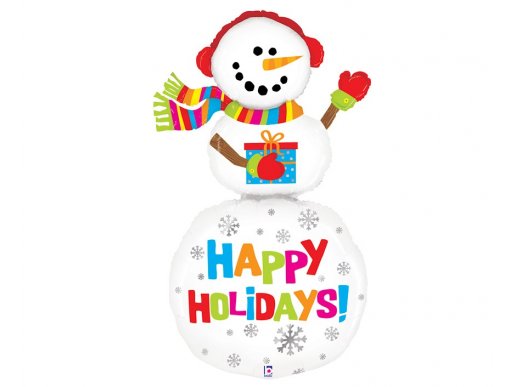 Happy Holidays χιονάνθρωπος super shape foil μπαλόνι 155εκ