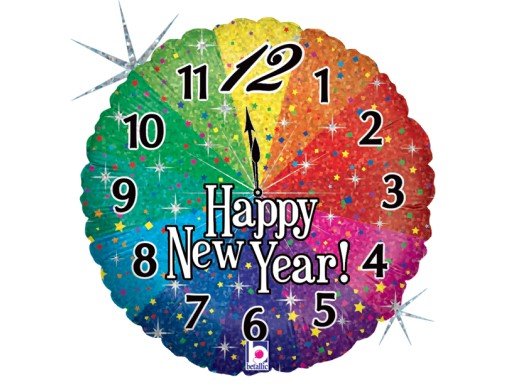 Happy New Year Αντίστροφη Μέτρηση Foil Μπαλόνι (46εκ)