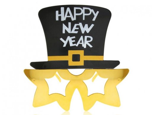 Happy New Year plastic glasses in gold and black