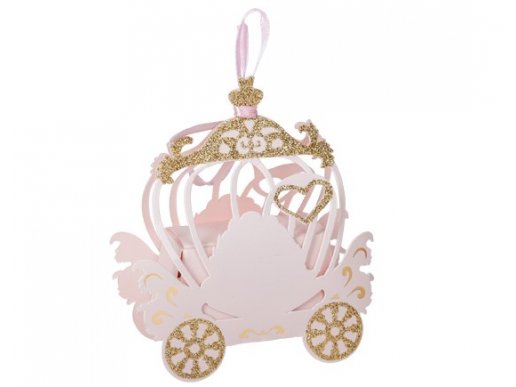 Princess carriage mini treat boxes with gold glitter 8pcs