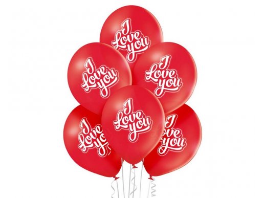 I Love You red latex balloons 6pcs