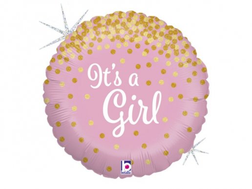 It's A Girl Ροζ Foil Μπαλόνι με Ολογραφικό Γκλιτεράτο Τύπωμα (46εκ)