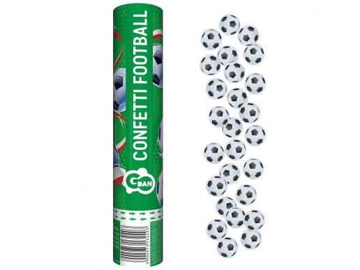 Party cannon with soccer balls confetti 30cm