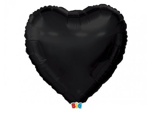 Black heart shaped foil balloon 43cm