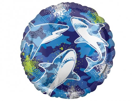 Foil στρογγυλό μπαλόνι με θέμα τους καρχαρίες 45εκ
