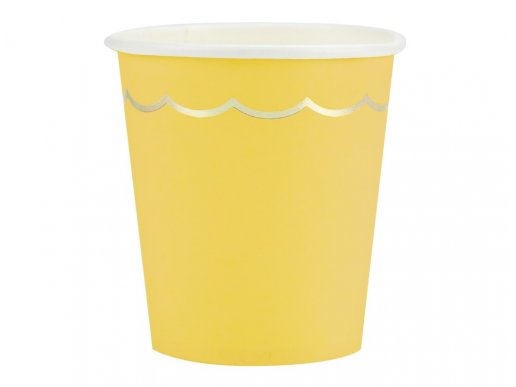 Ποτήρια χάρτινα σε κίτρινο χρώμα με χρυσοτυπία 8τμχ
