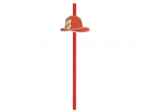 Red paper straws with the fireman helmet