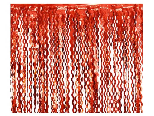 Red wavy foil curtain 100cm x 200cm