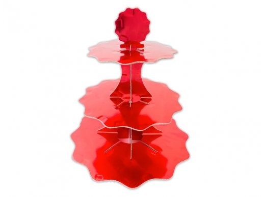 Τριώροφη βάση για cupcakes σε κόκκινο ,μεταλλικό χρώμα
