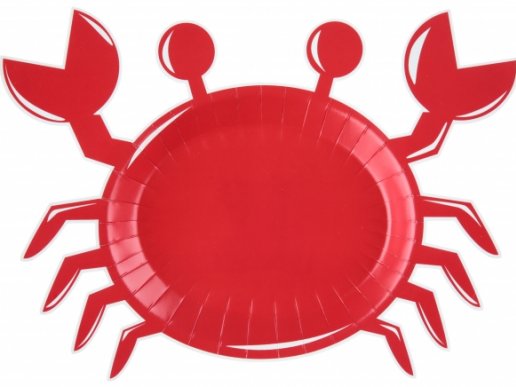 Red Crab shaped paper plates 10pcs