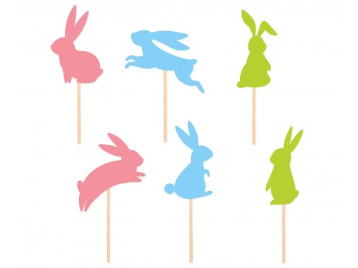 Pastel bunnies decorative picks 6pcs