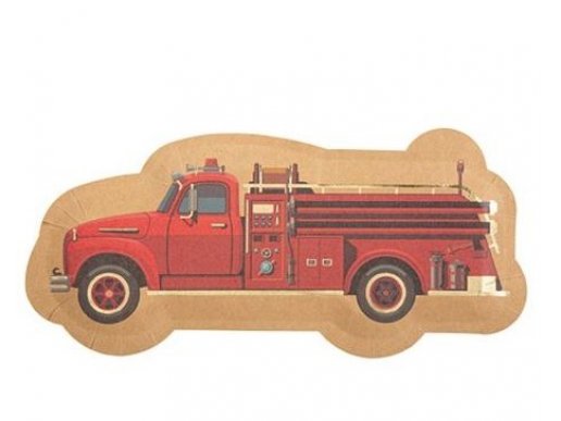 Kraft fire department shaped paper plates 8pcs