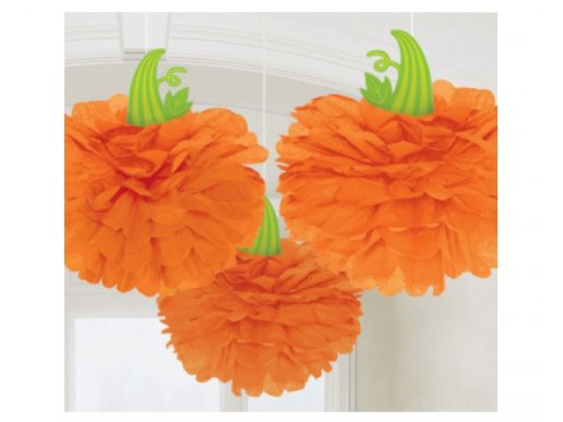 Pumpkin hanging fluffy decoration for Halloween party 3pcs