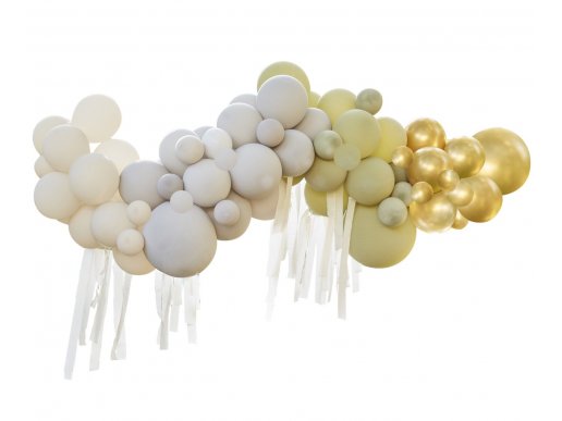 Λαδί, μπεζ, γκρι και χρυσή γιρλάντα με λάτεξ μπαλόνια