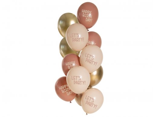Let's party terrcotta and gold latex balloons 12pcs