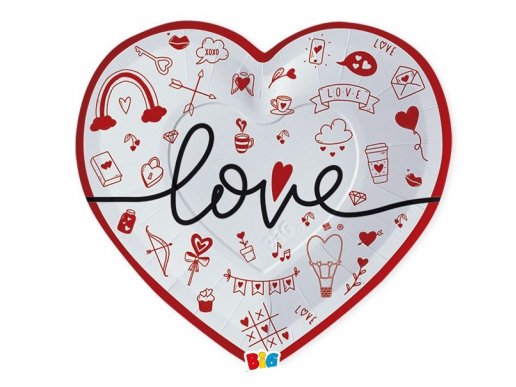 Love μεγάλα χάρτινα πιάτα σε σχήμα καρδιάς 6τμχ
