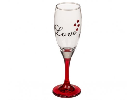 Love σετ γυάλινα ποτήρια σαμπάνιας σε συσκευασία δώρου 2τμχ