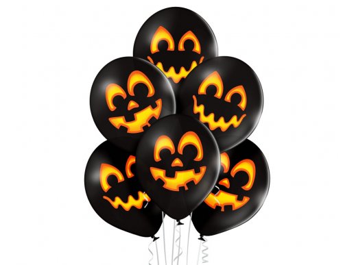 Black latex balloons with Pumpkins (6pcs)