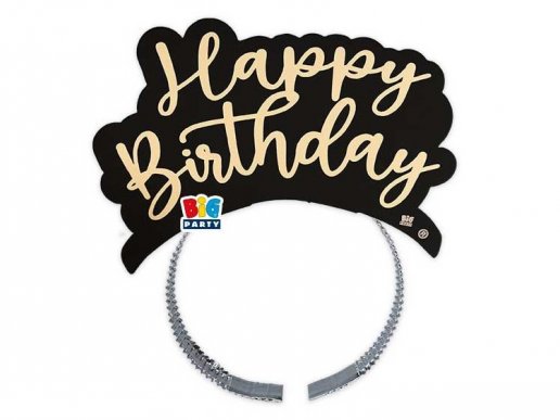 Black headbands with Gold Foiled Happy Birthday print 4pcs