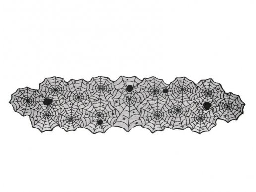 Spiderweb black lace table runner 178cm