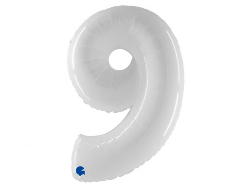 Μεγάλο μπαλόνι με τον αριθμό 9 σε άσπρο χρώμα 100εκ