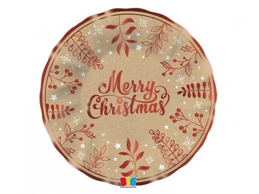 Merry Christmas μεγάλα βαθιά χάρτινα πιάτα για τα Χριστούγεννα 6τμχ