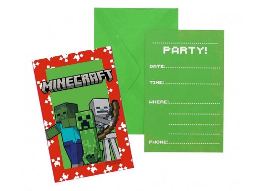 Minecraft party invitations 6pcs