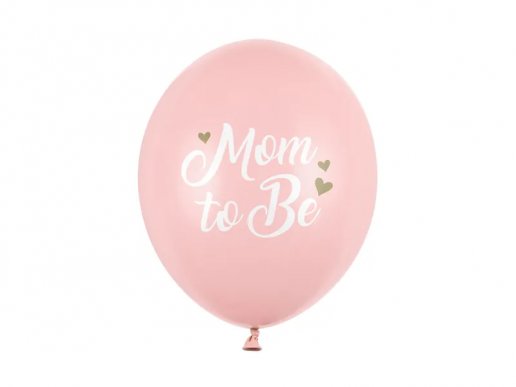 Mom to be pink latex balloons with white print 6pcs