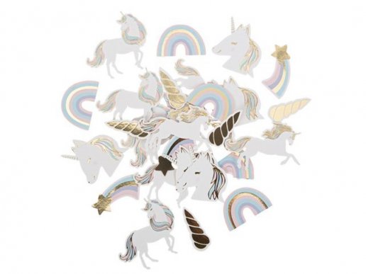 Unicorn and rainbow with gold foiled details table confettis