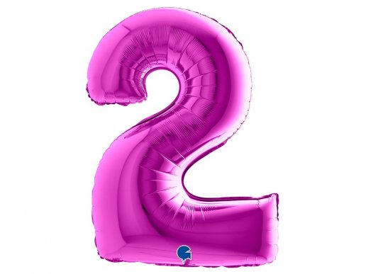 Large foil balloon in the shape of number 2 in purple color 100cm