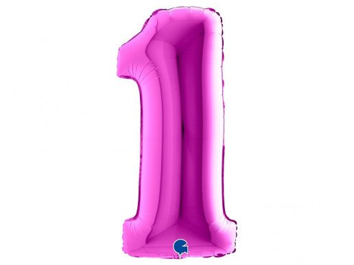 Μεγάλο μπαλόνι με τον αριθμό 1 σε μωβ χρώμα 100εκ