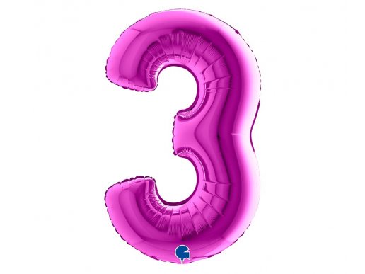 Number 3 large foil balloon in purple color 100cm