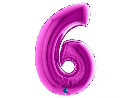 Large foil balloon in the shape of number 6 in purple color 100cm