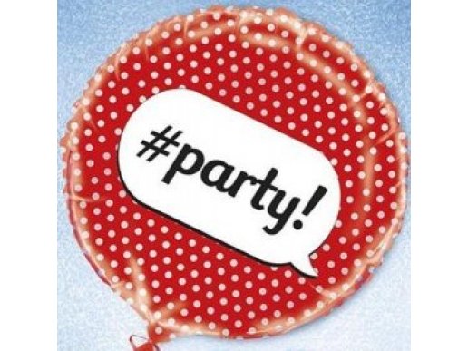 Foil Μπαλόνι Για Πάρτυ Με Πουά Κόκκινο Με Hashtag Party