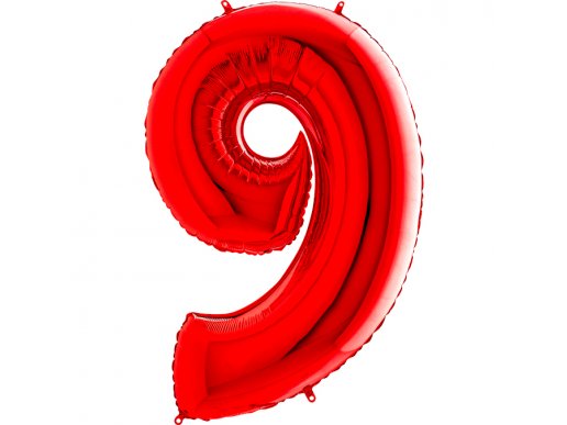 Κόκκινο Μπαλόνι Supershape Αριθμός-Νούμερο 9 (100εκ)