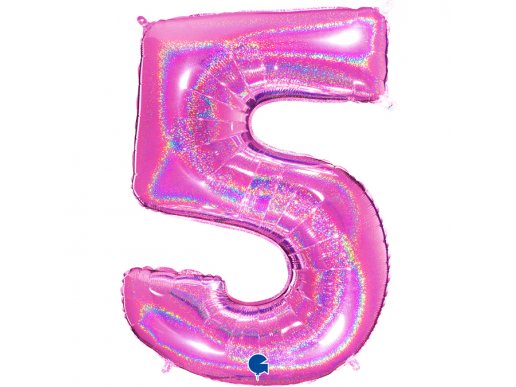 fuchsia-holographic-supershape-balloon-number-5-for-party-decoration-615ghf