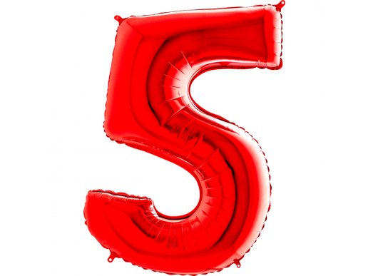 Κόκκινο Μπαλόνι Supershape Αριθμός-Νούμερο 5 (100εκ)