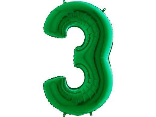 Πράσινο Μπαλόνι Supershape Αριθμός-Νούμερο 3 (100εκ)