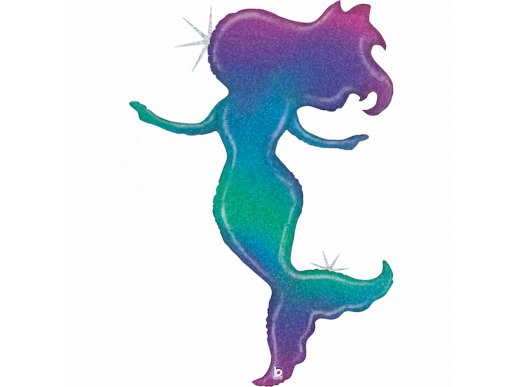 Mermaid Purple Holographic Design Balloon Supershape