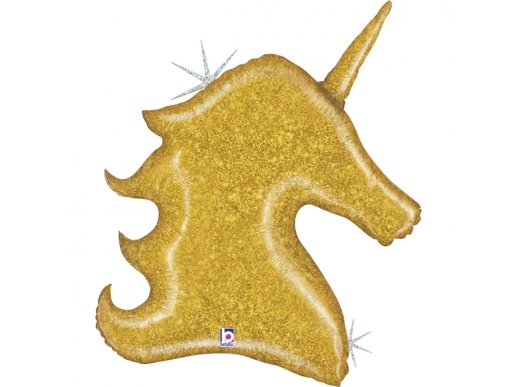 Unicorn Gold Holographic Design Balloon Supershape