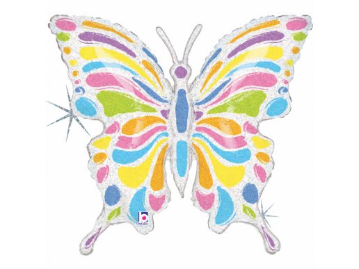 Butterfly Colourful Holographic Design Balloon Supershape