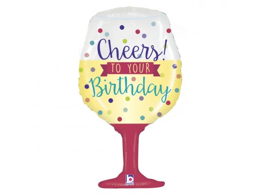 Glass Wine Cheers To Your Birthday Balloon Supershape