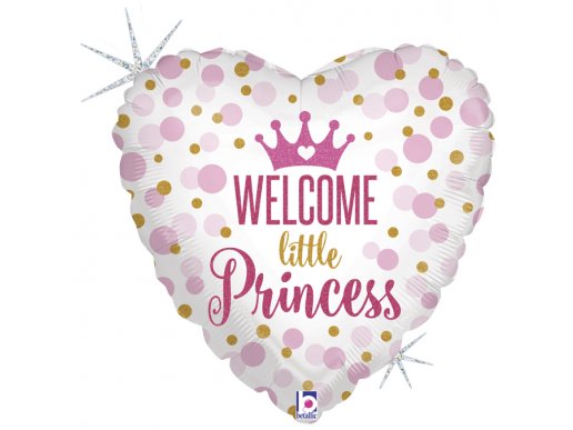 Welcome Little Princess Καρδιά Με Ολογραφικό Τύπωμα Μπαλόνι Foil