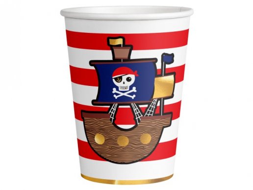 Red and blue pirate paper cups 8pcs
